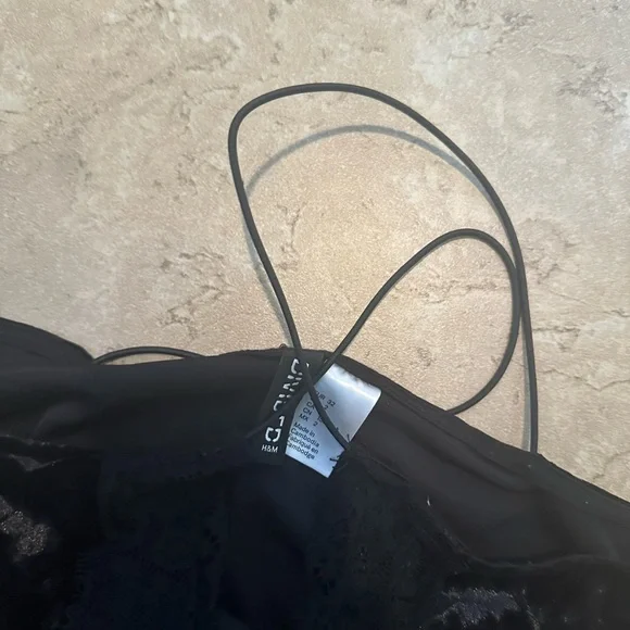 BLACK VELVET AND LACE TRIM MIDI SLIP DRESS - Picture 3 of 6